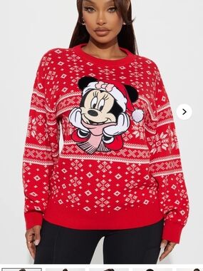 Minnie Mouse Santa Hat Sweater - Red/combo